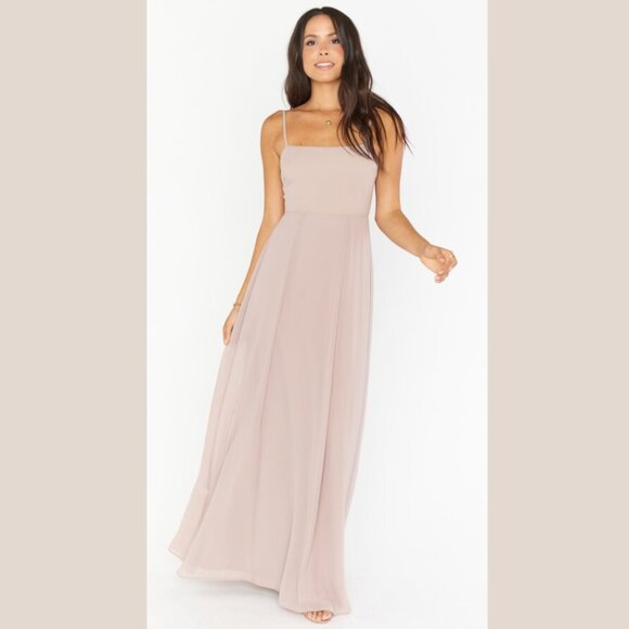 Show Me Your MuMu Lauren Tie Back Chiffon A-Line Gown Vintage Rose Small NEW
